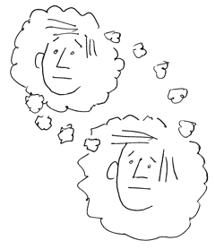 Cartoon of two minds imagining each other